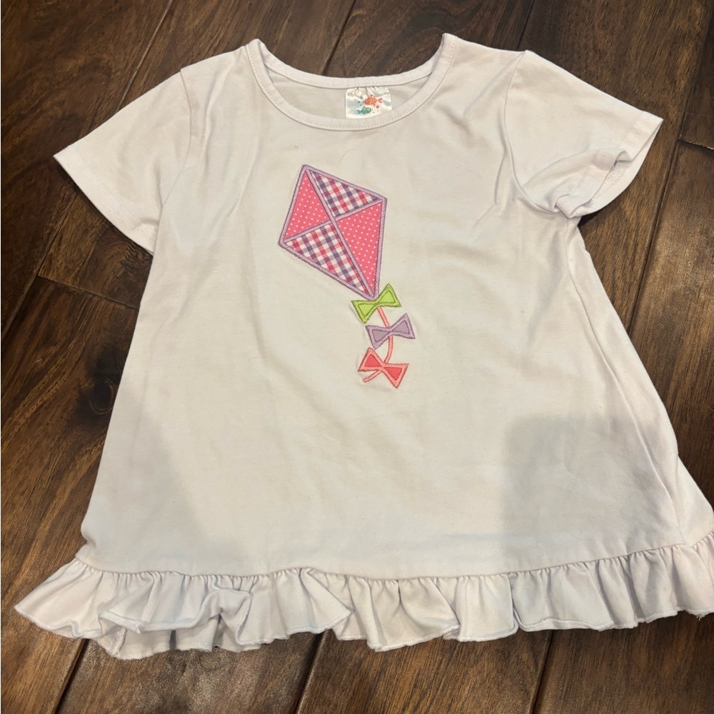 Girls Lavender Kite Ruffle Sleeve Tee